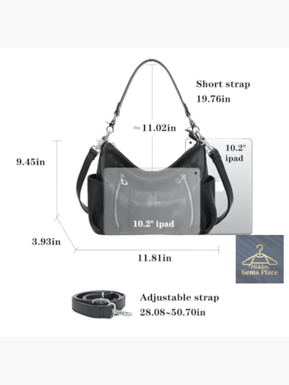 Genuine Leather Hobo Shoulder Bag Crossbody Satchel Tote Handbag